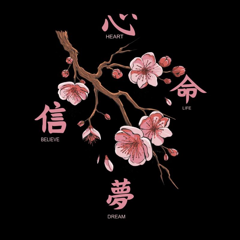 Japanese backprint aesthetic cherry blossom