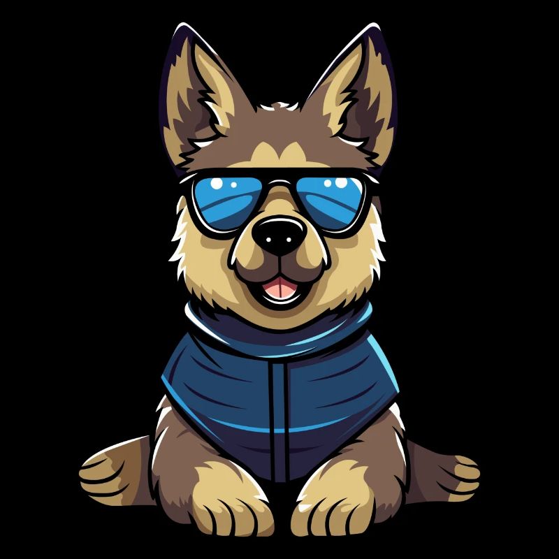 Polizeihund Deutscher Schäferhund mit Sonnenbrille