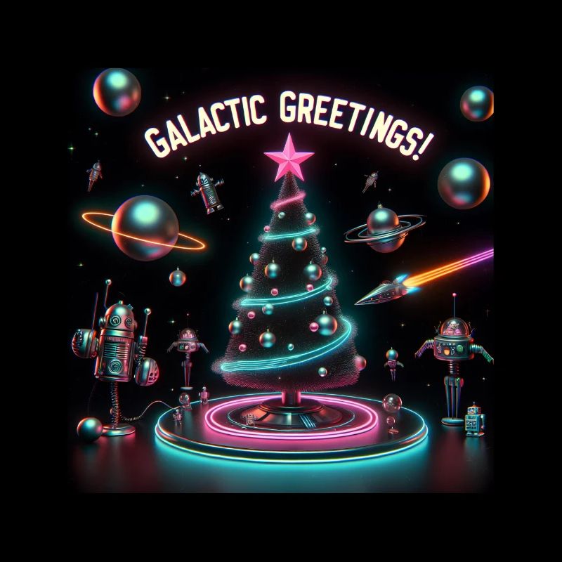 Retro Sci-Fi Christmas Tree Design for Celebrations