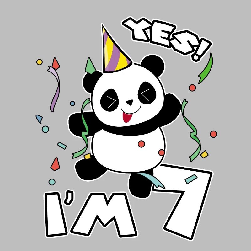 7th Birthday Panda Party Yes I'm 7 Years Old Gift