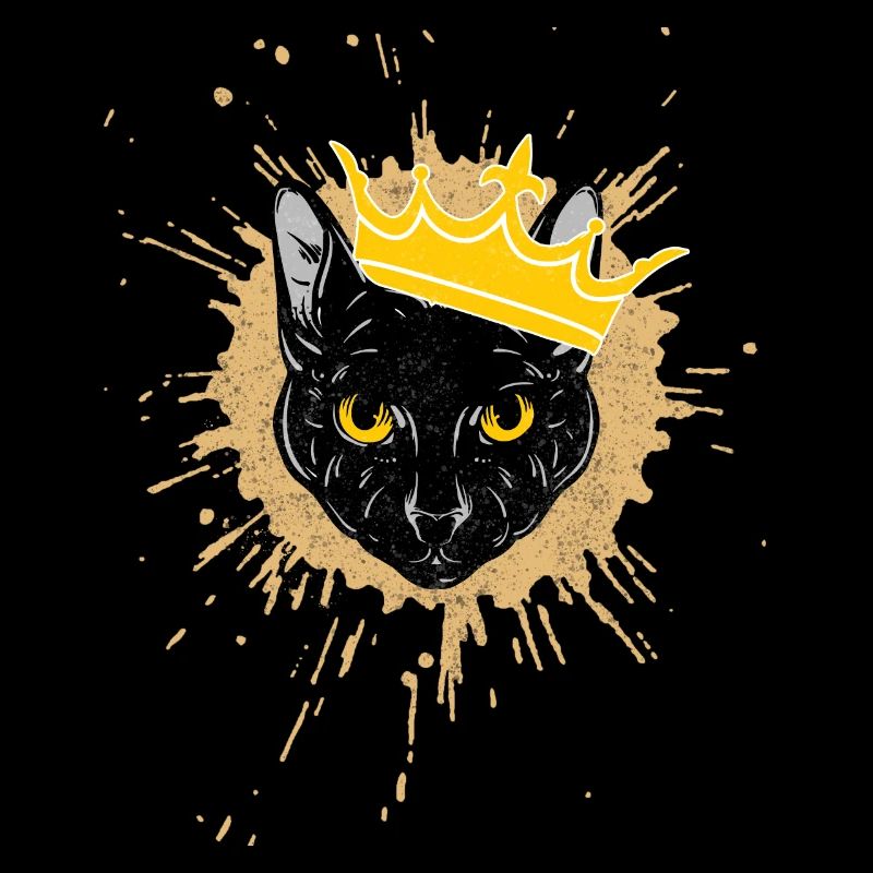 Chat Vintage Chat Couronne Couronne Chat Noir Cadeau