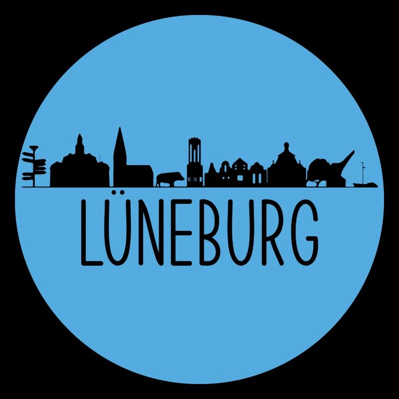 lüneburg,skyline, circle, silhouette, blue