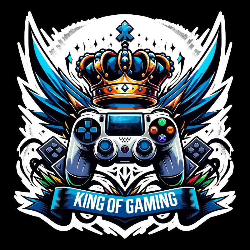 King of Gaming - Controller and Crown Illustration