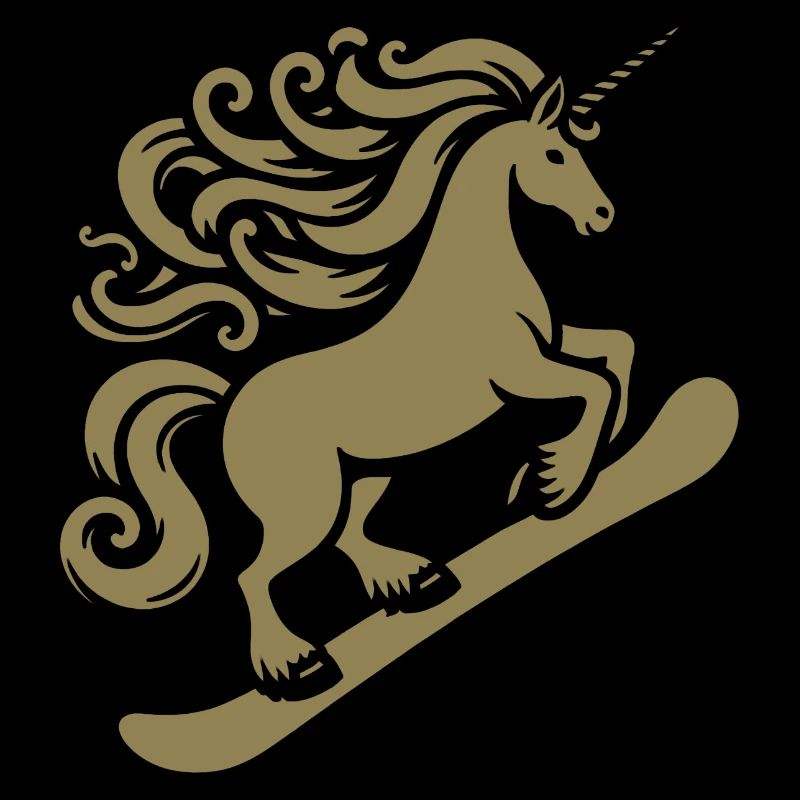 Minimalistisches Design: Einhorn Snowboarder