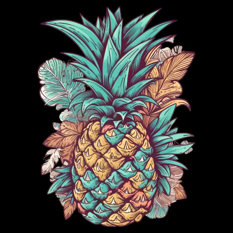 Pineapple colorful retro comic