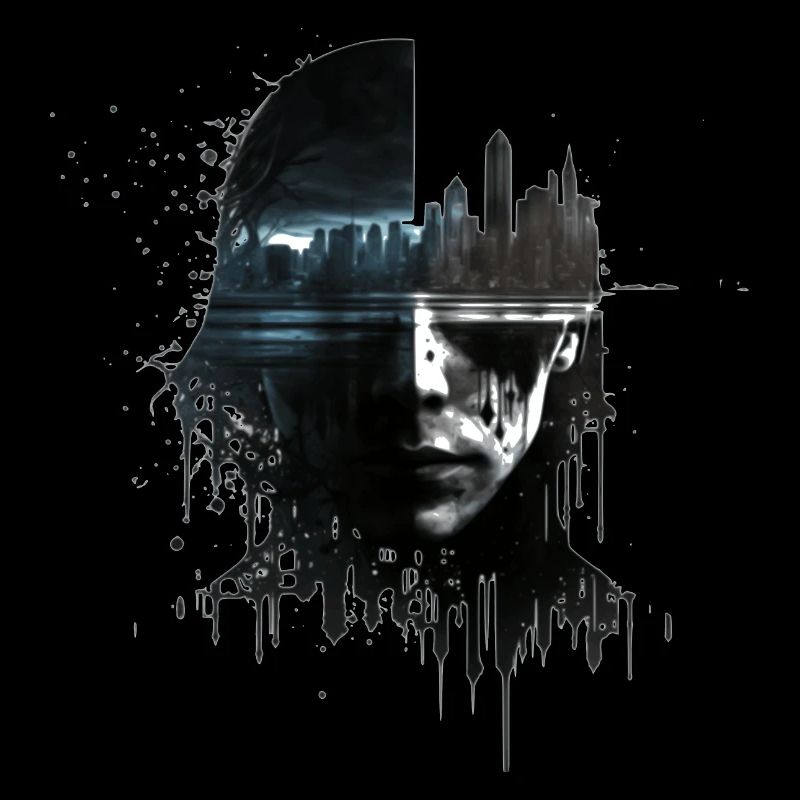 Cyberspace hacker in dystopian future