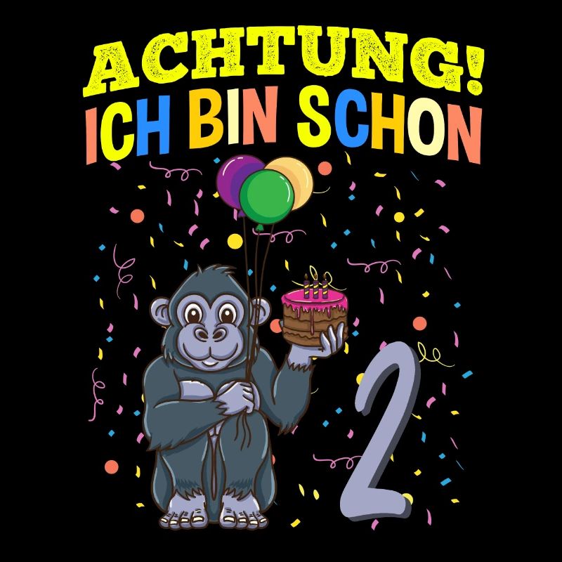 Achtung Ich Bin Schon 2 Geburtstag Gorilla