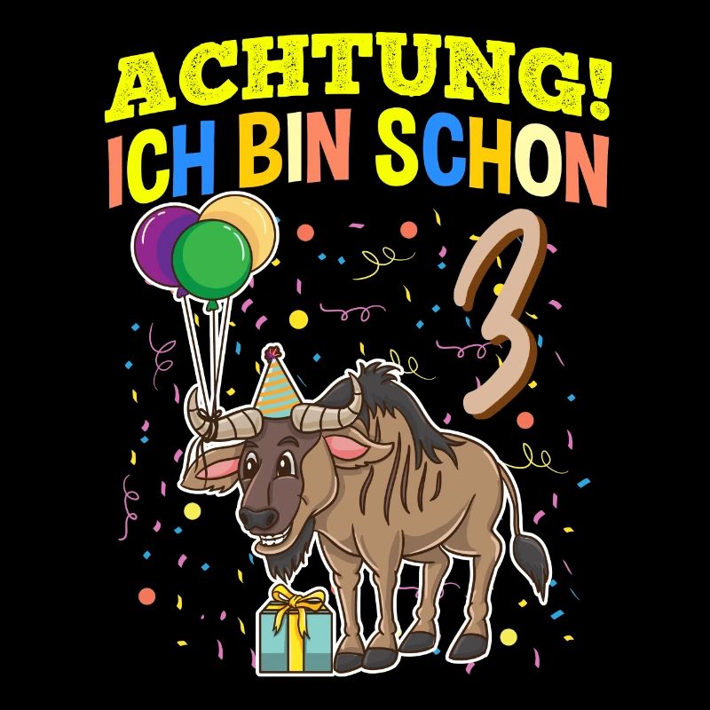 Achtung Ich Bin Schon 3 Tier Geburtstag Gnu