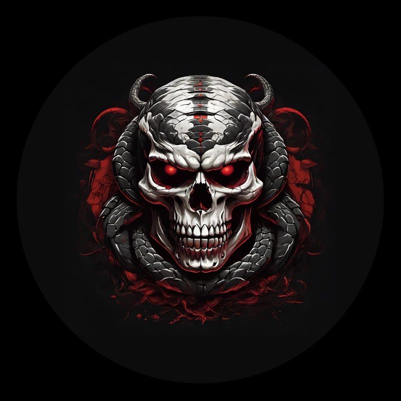 Decorative skull with snakes