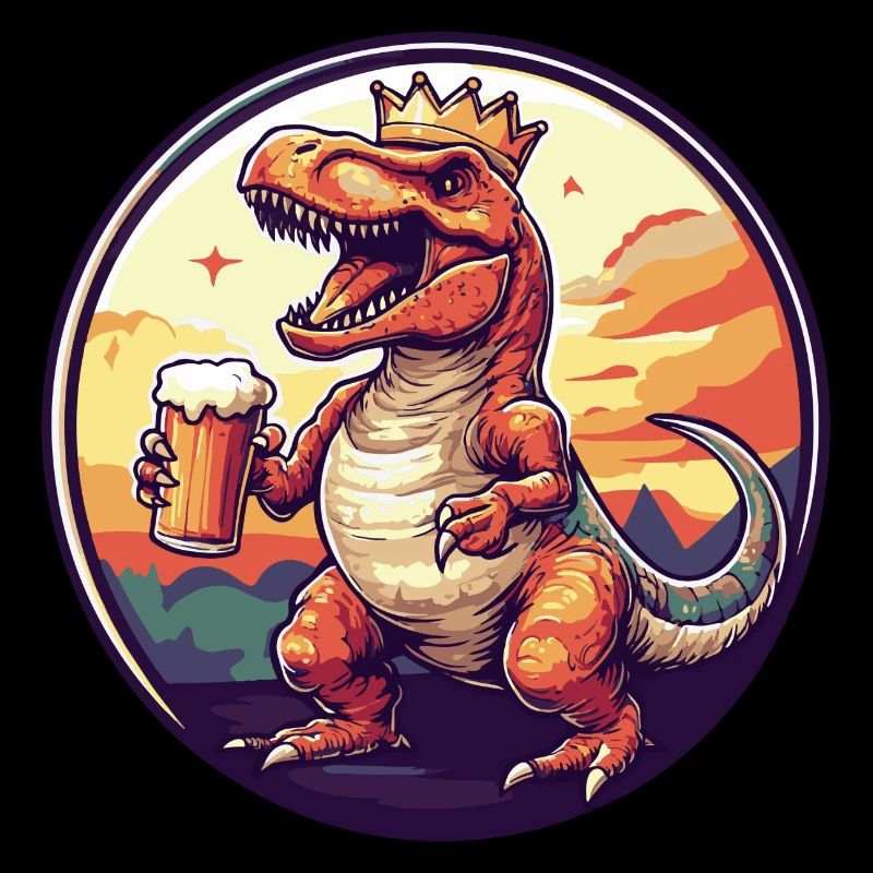 Dinosaur T-Rex Beer Comic