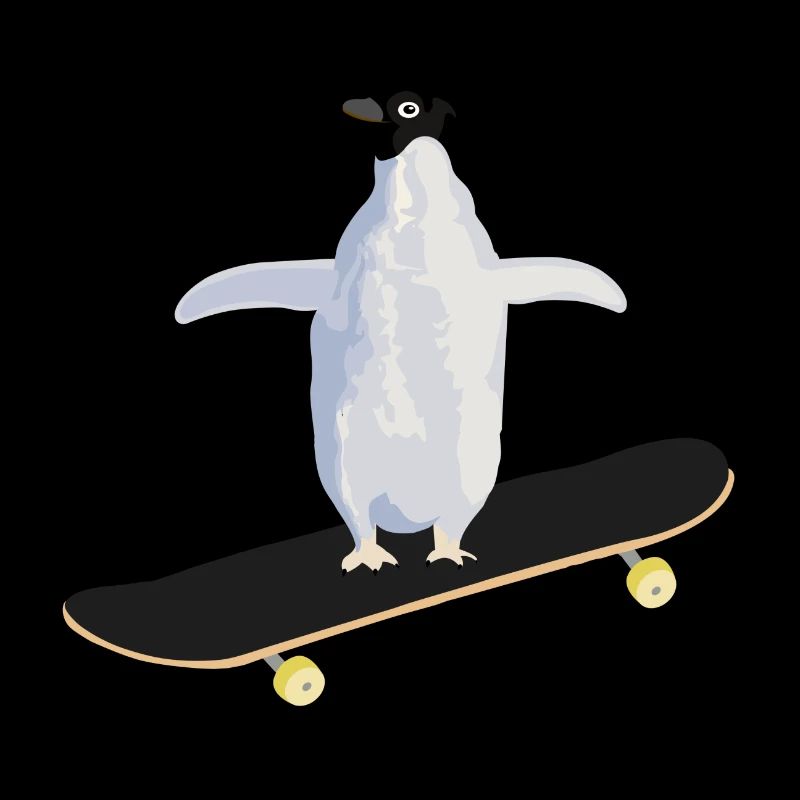 Pinguin auf einem Skatboard