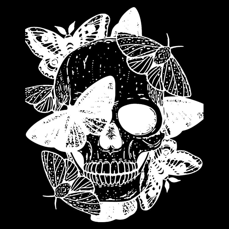 Tête de mort avec des papillons