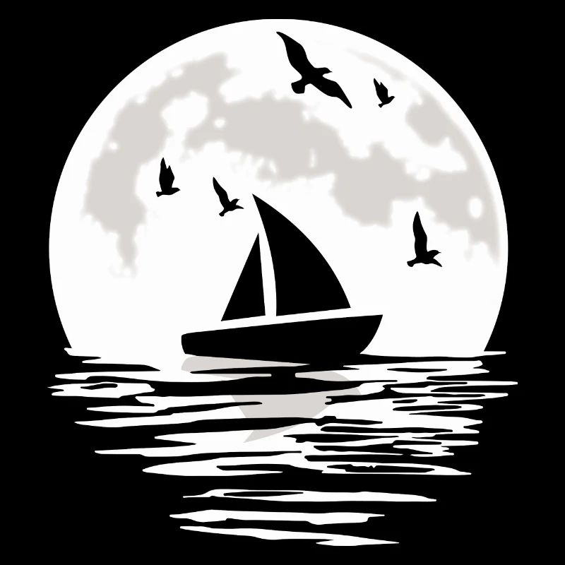 Sailing Ship Sailing Sailboat Sail Moon Gift