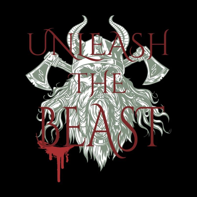 Wikinger Totenkopf Design Spruch: Unleash Beast