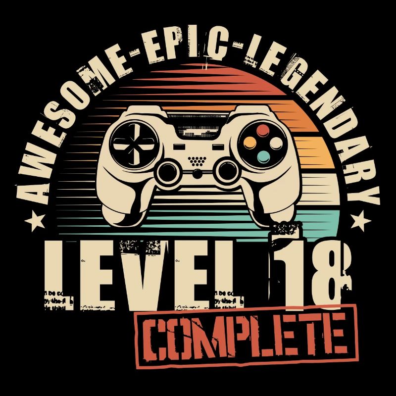 18th Birthday Gamer 18 Years Level 18 Complete