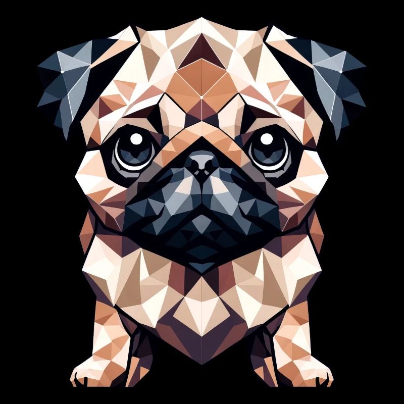 Mops in Polygon-Kunst Geometrisches Design
