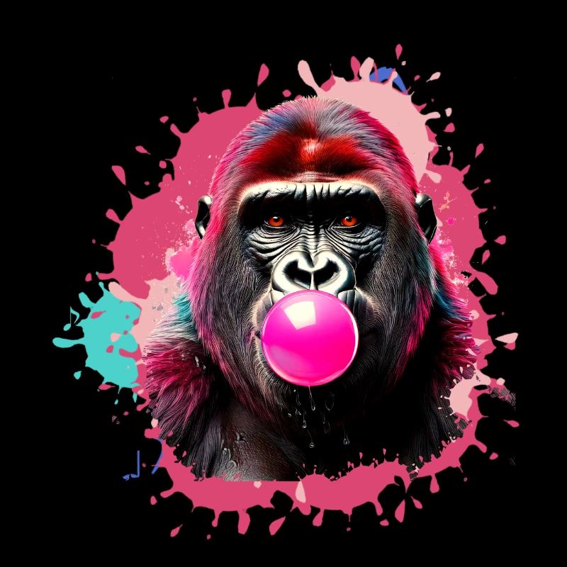 Gorille,graffiti,illustration,chewing-gum,bulle