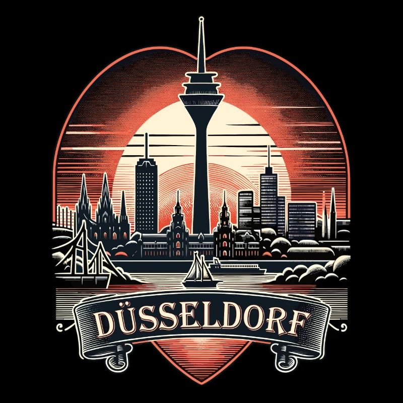 Düsseldorf Skyline Heart Love Home