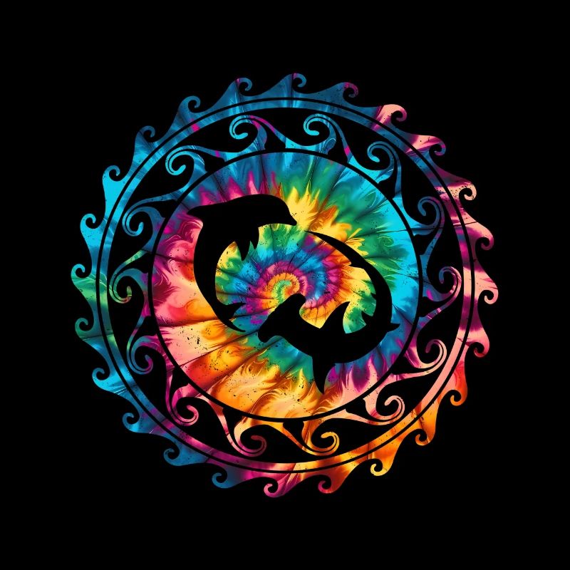 Requin-marteau et dauphin Tie Dye