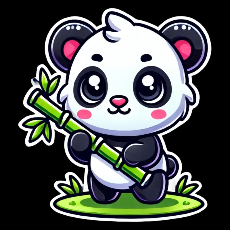 Panda mignon avec bambou