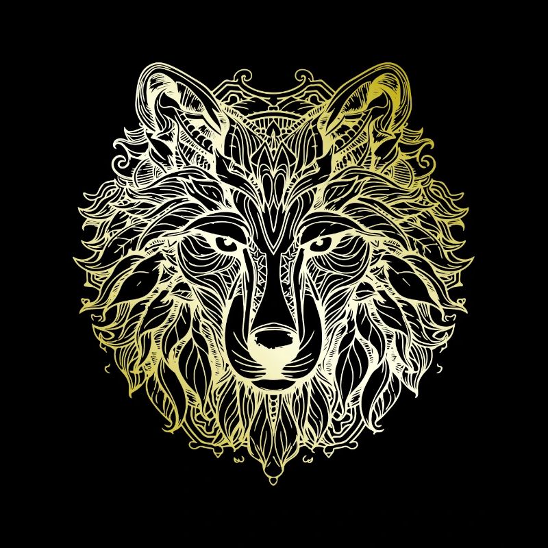 Wolf Mandala gold