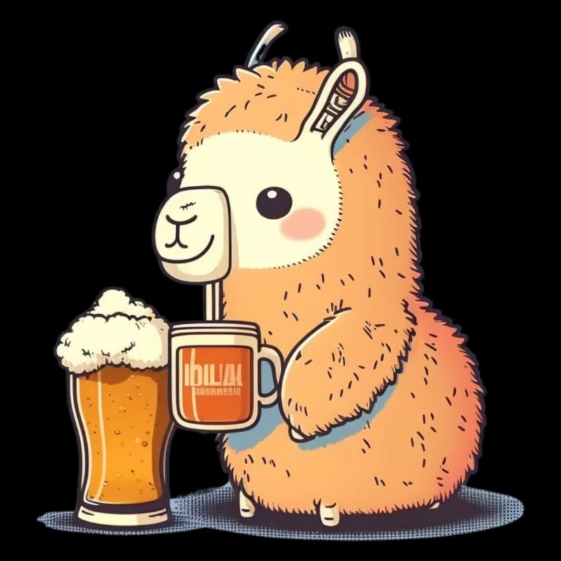 Alpaka Lama mit Bier. Süßes Alkohol Geschenk