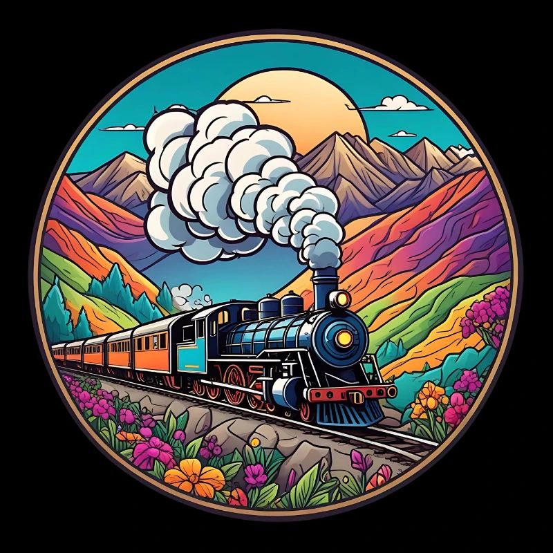 Nostalgischer Eisenbahnzug qualmender Lokomotive.