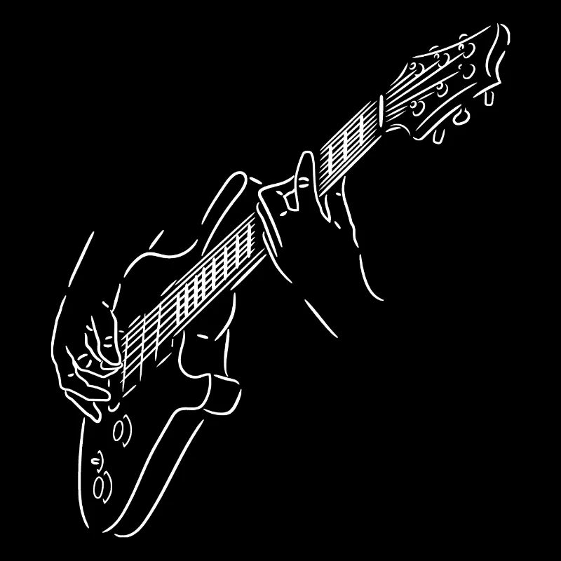 Weiße Silhouette eines Gitarristen. Elektrogitarre.
