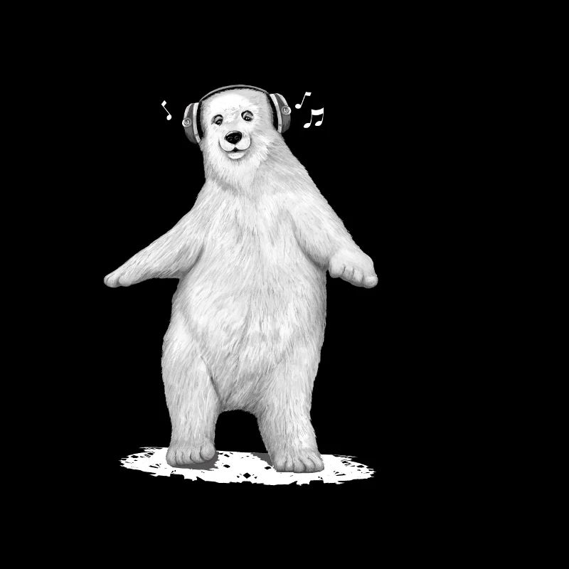 ours blanc polaire qui danse avec casque comics