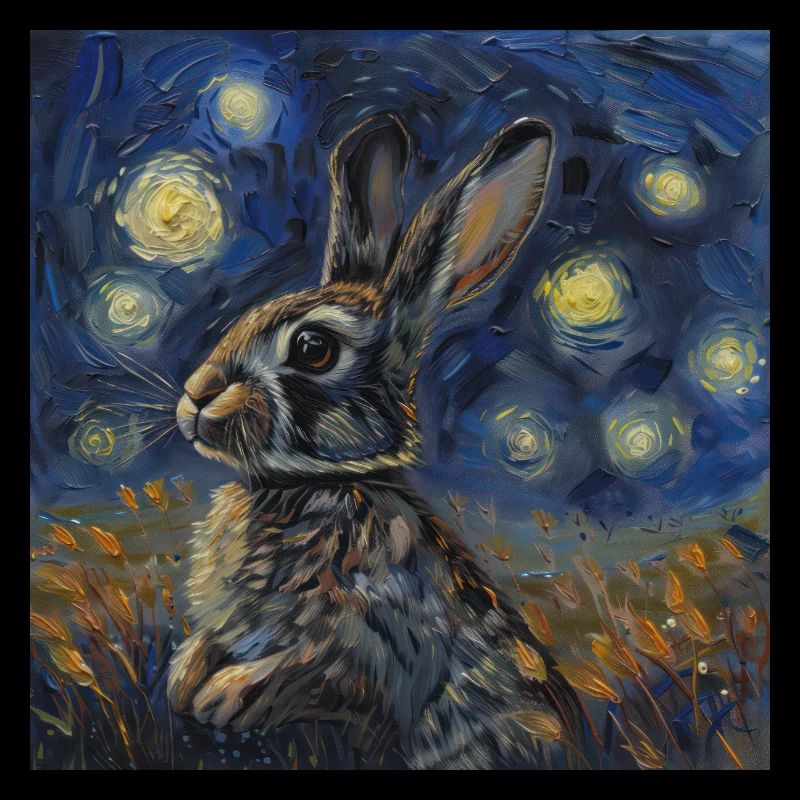 Hare, Rabbit, Animal, Van Gogh, Starry Night