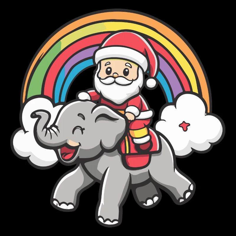Mammut Weihnachtsmann Regenbogen