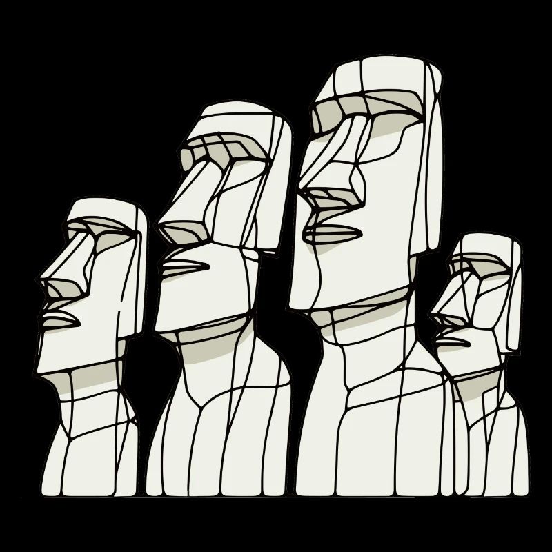 4 Statues en pierre de Moaï de l’île de Pâques