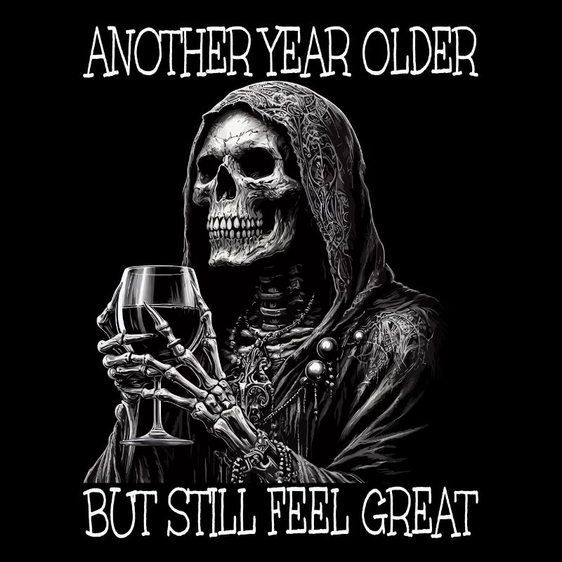 Birthday Wine Drinking Skeleton