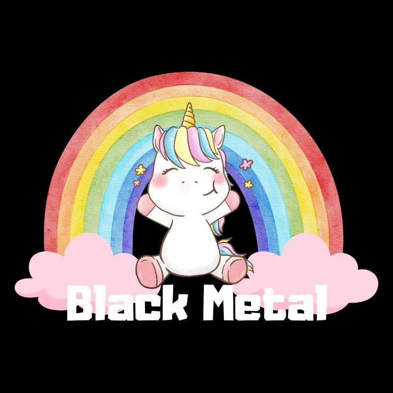 Black Metal Einhorn Regenbogen Wolke süß