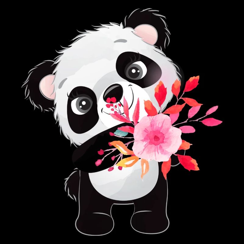 Kleiner Panda mit Blumen