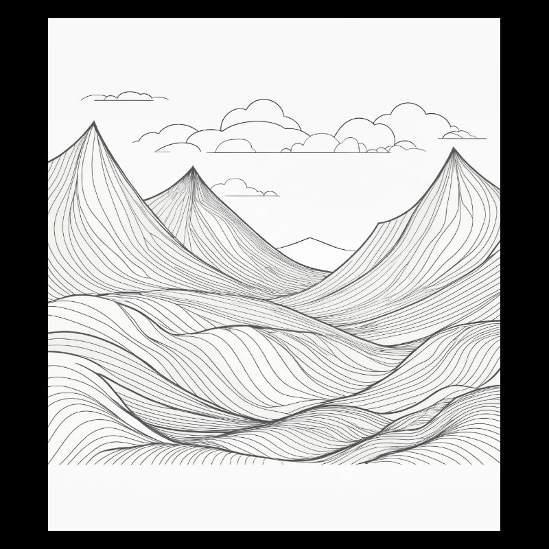 Berglandschaft im Linienstil