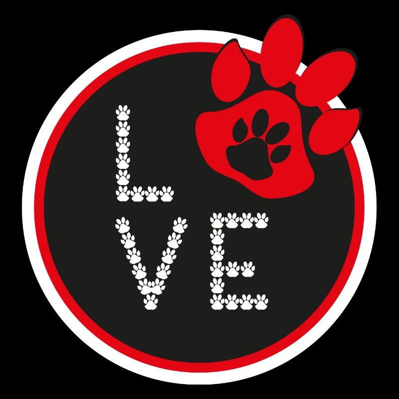 Rote Hundepfote mit sehr viel Liebe.
