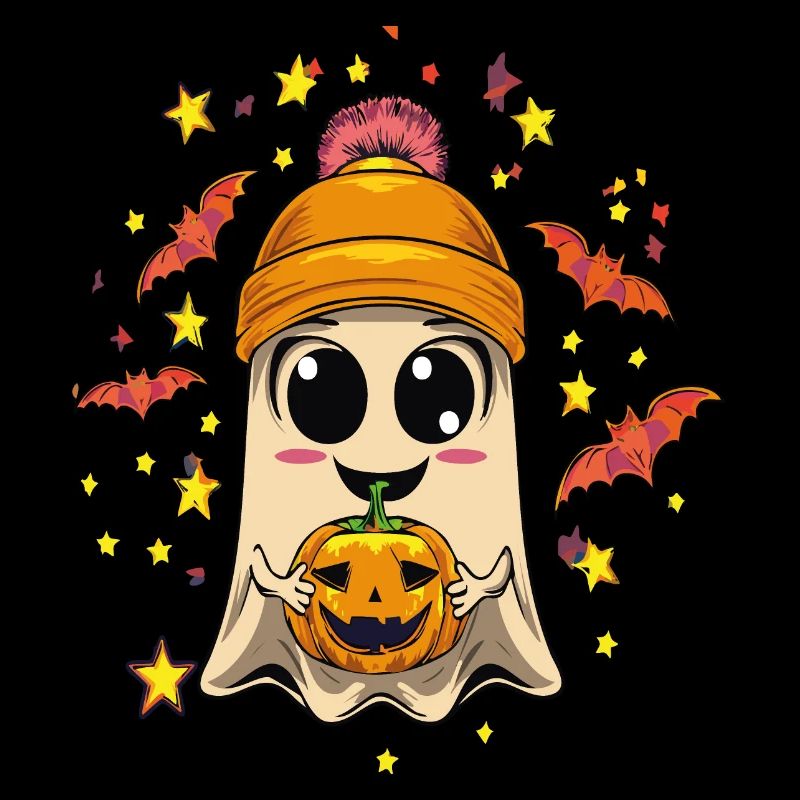 Cheerful ghost with Halloween flair