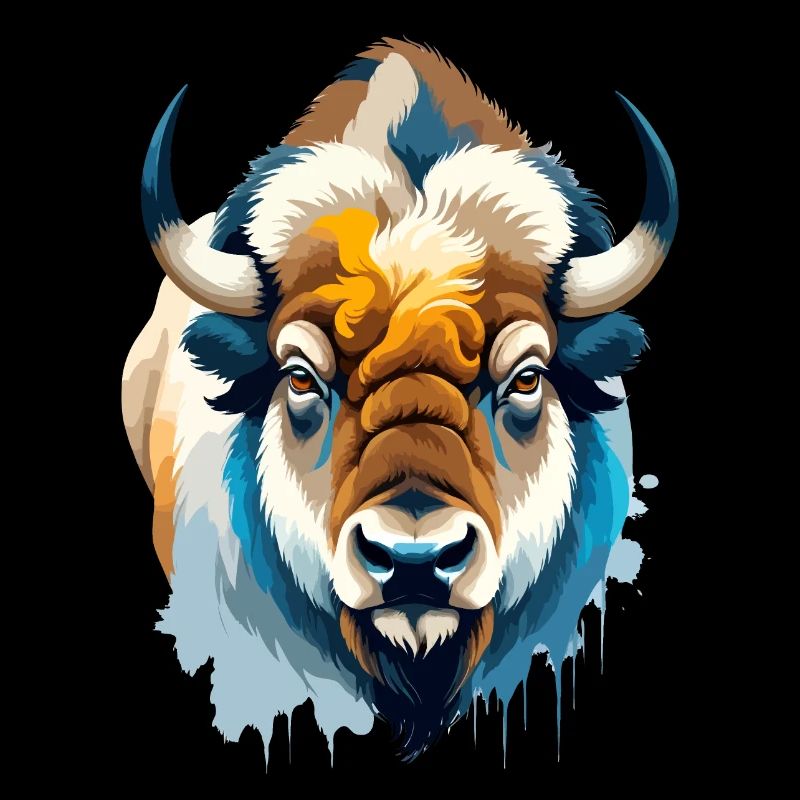 Bison Vector Art with Vibrant Colour Illustration