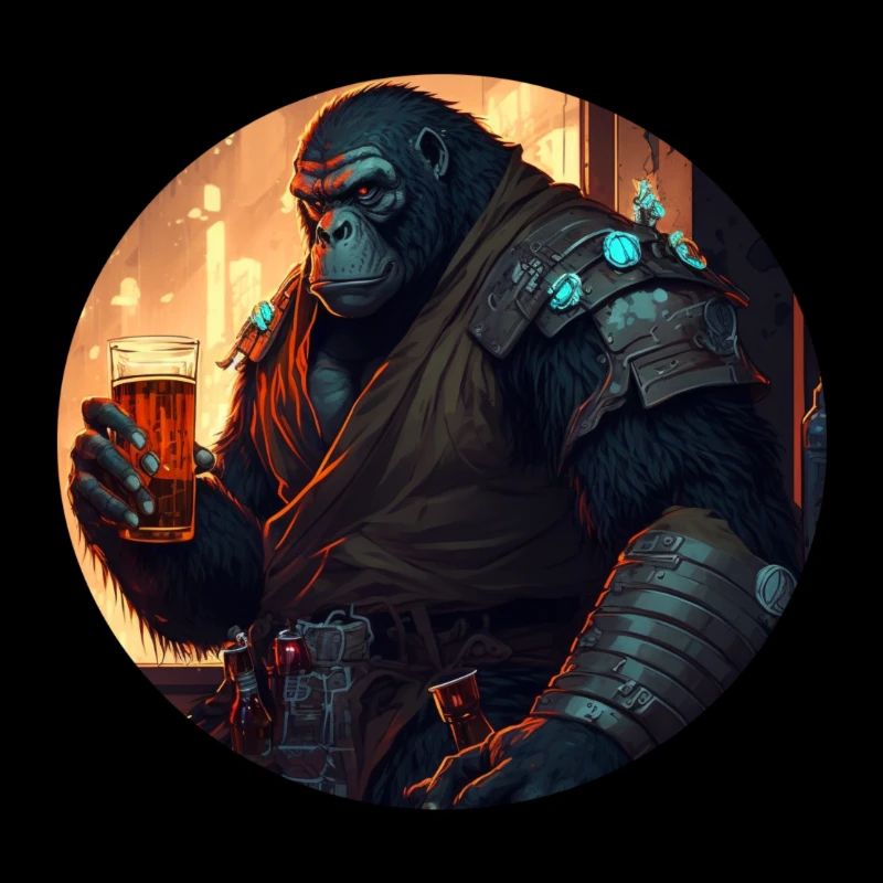 Cyborg Gorilla mit Bier