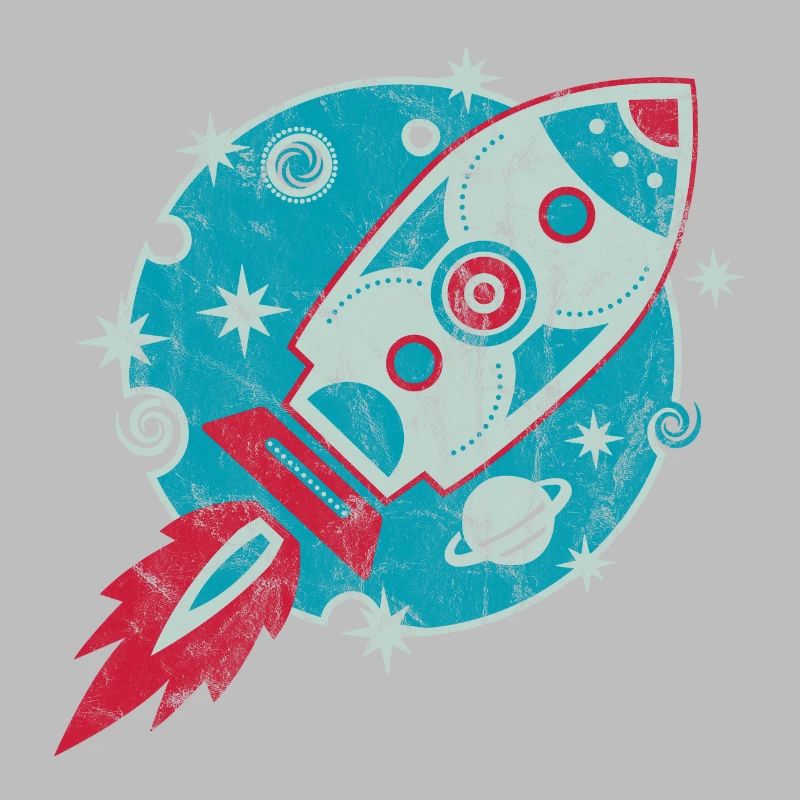 Retro Rocket Planet Space Sci-fi Grunge