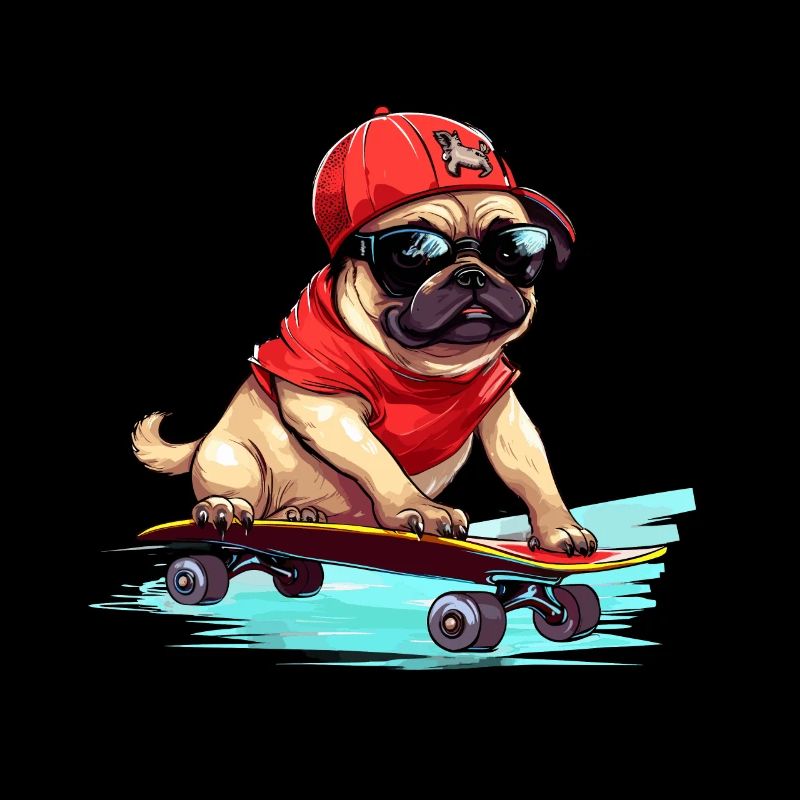 Skateboarding Mops für Skaters