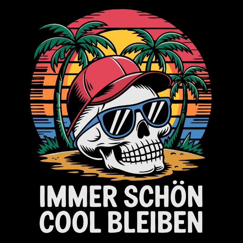 Skull mit Basecap Sonnenbrille am Strand