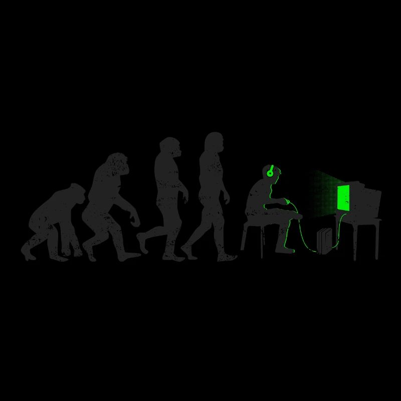 Gamer evolution gift player nerd geek noob