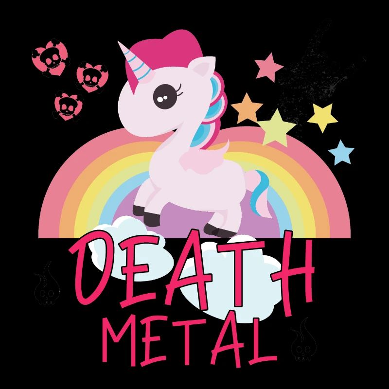 Death Metal Einhorn Regenbogen Pferd Rock Geschenk