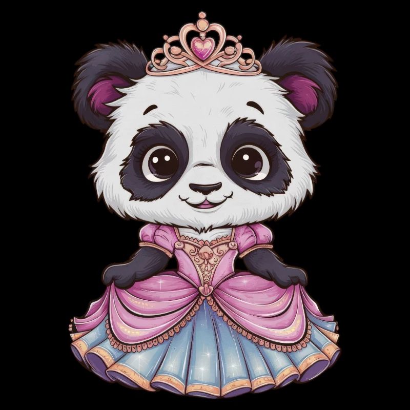 Panda kawaii en robe de princesse