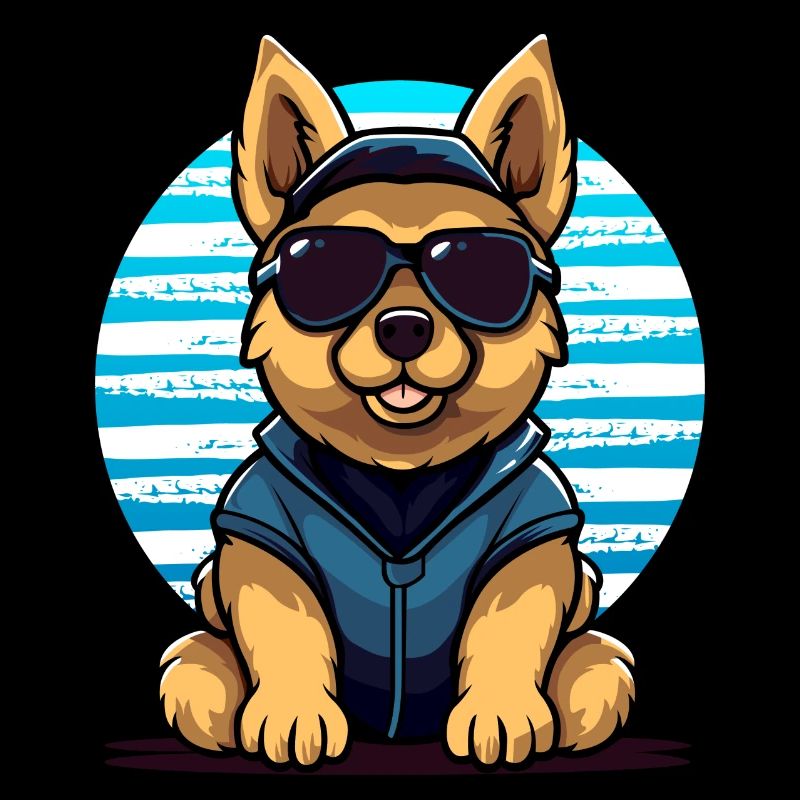 Deutscher Schäferhund als Polizeihund mit Brille
