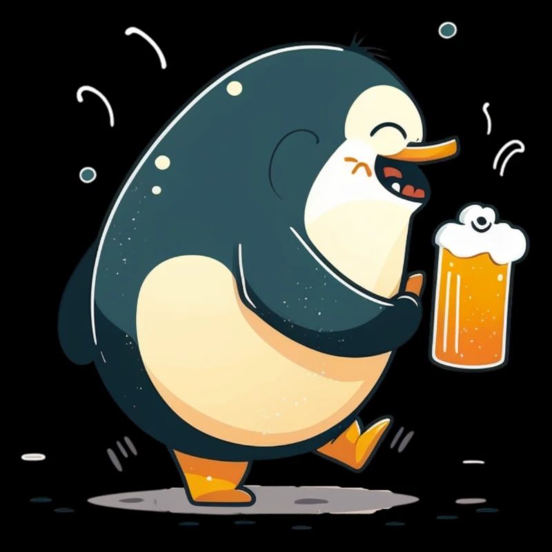 Pingouin mignon avec de la bière