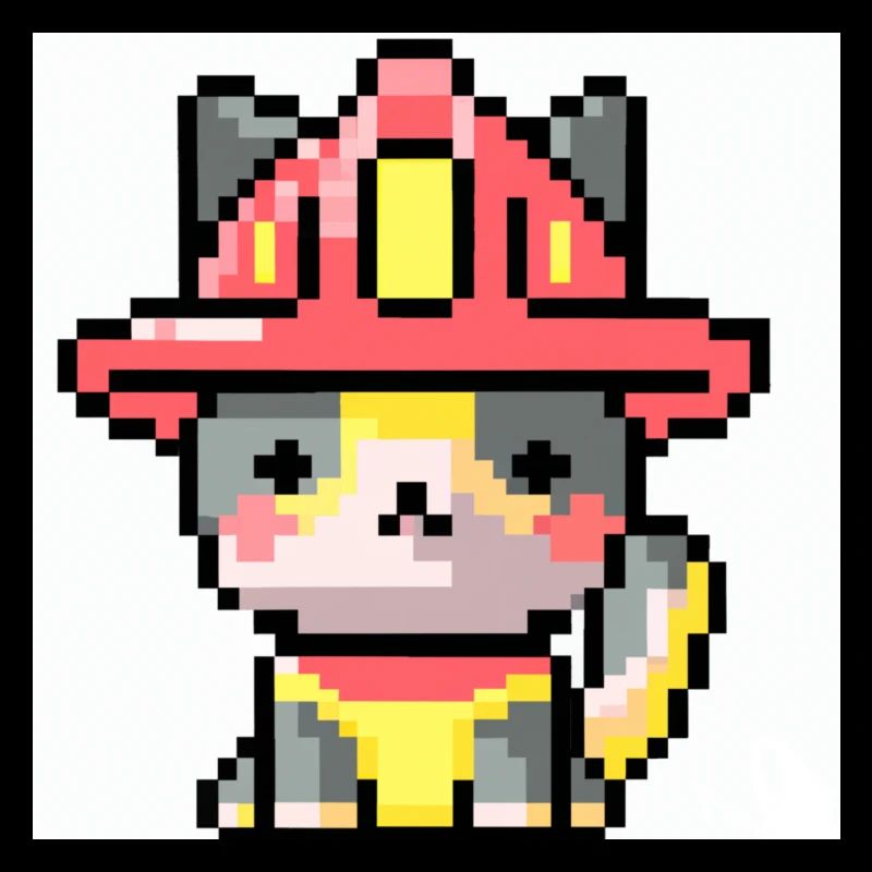 Pompier chat, Uniforme, Pixel Art