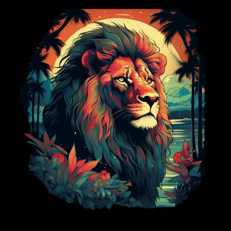 Lion Magic in the Sunset: Exotic Design